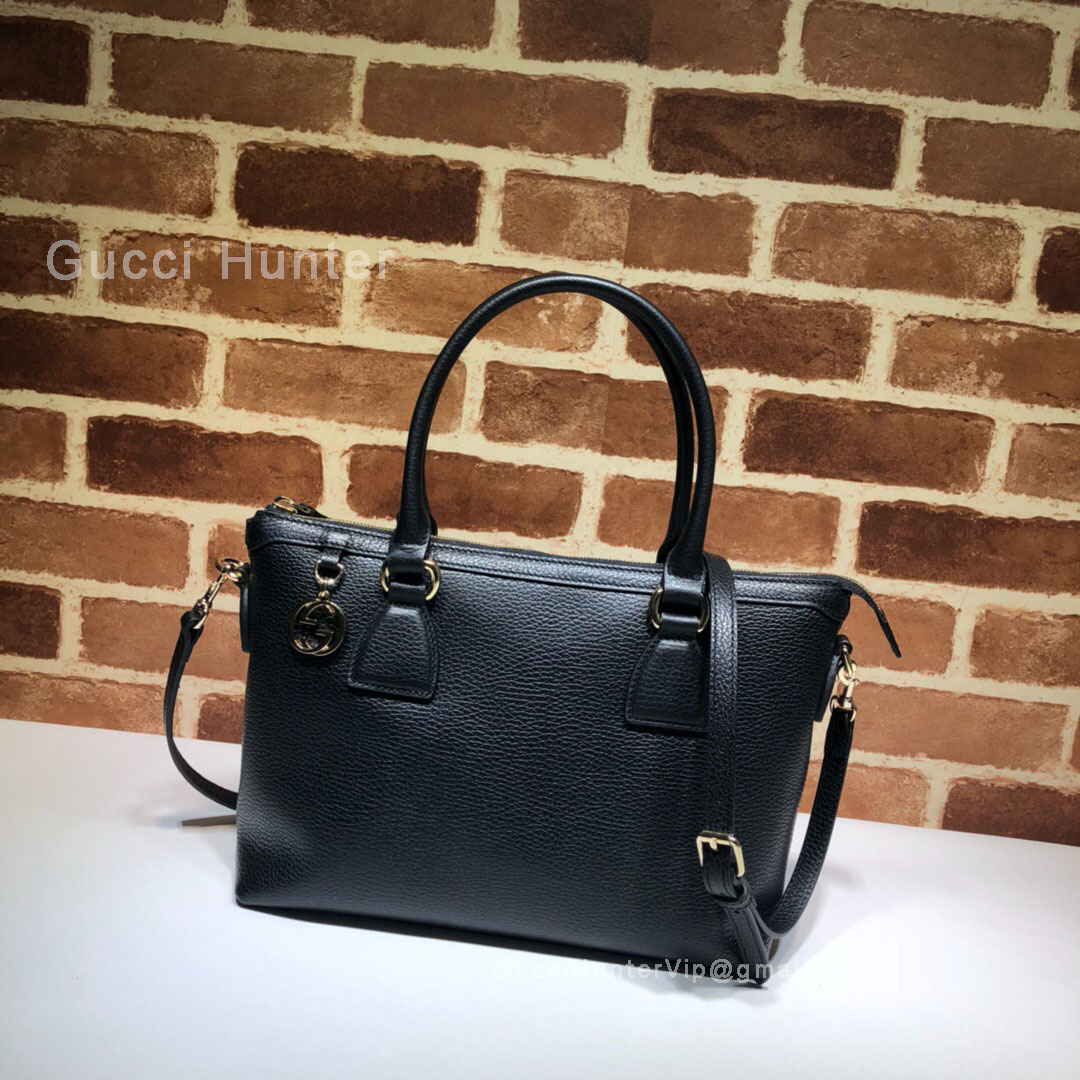 Gucci GG Charm Teal  Leather Medium Tote Bag Black 449659